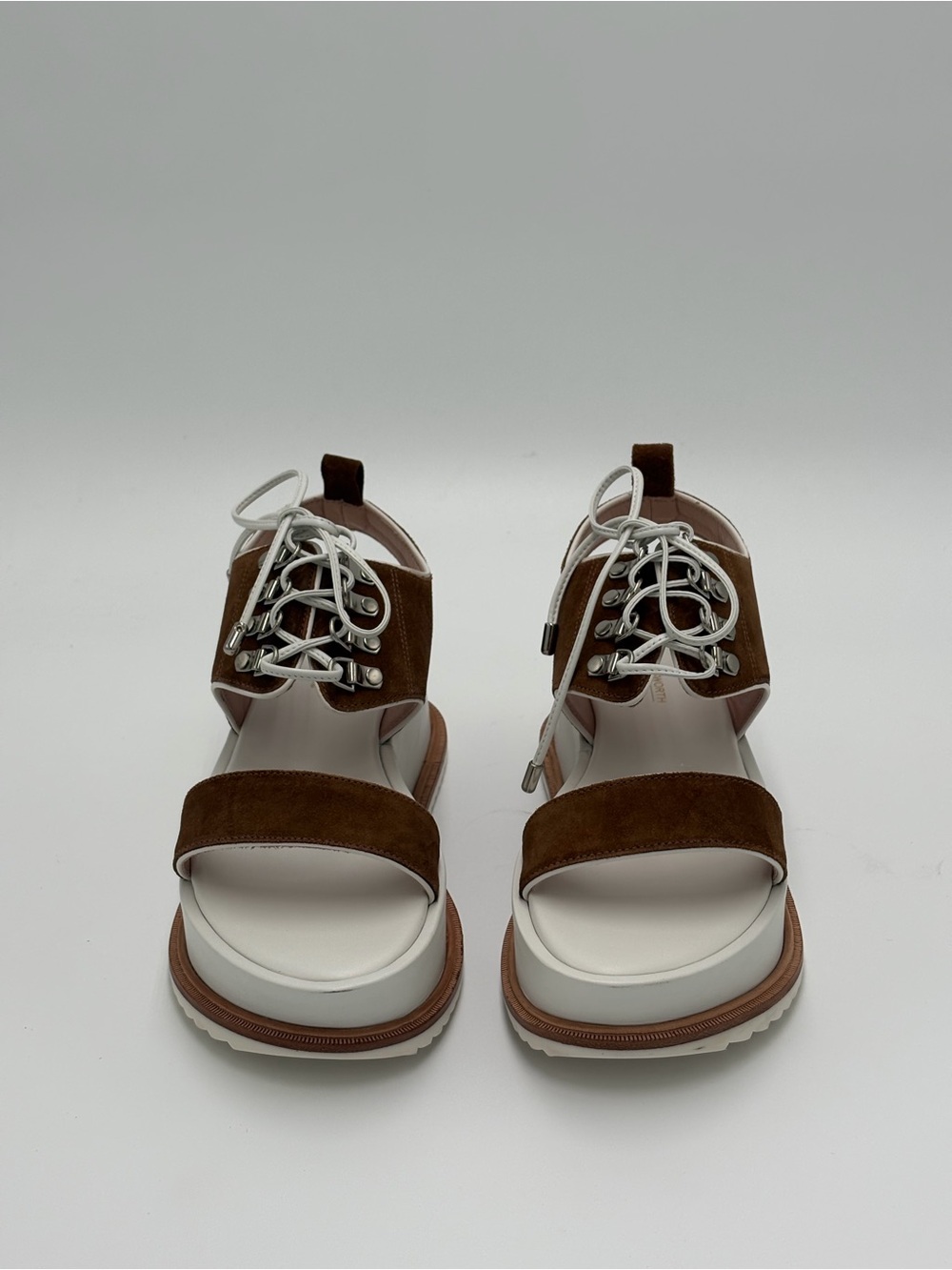 Kate Bosworth Matisse Brown and White Lace-Up Platform Sandals
